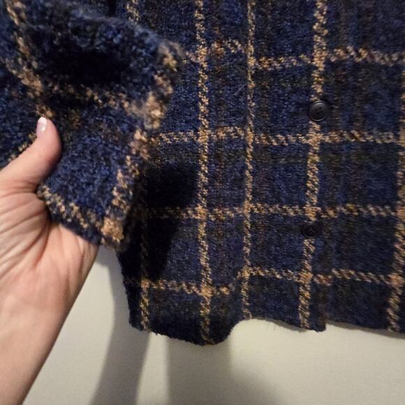 Weave Of The Irish Plaid Wool Jacket Women LG Blue Tweed Preppy Academia Classic - Picture 3 of 14